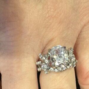 NEW Premier Designs Fashion CZ Moissanite Fashion Silvertone Ring Womens 18 US 8